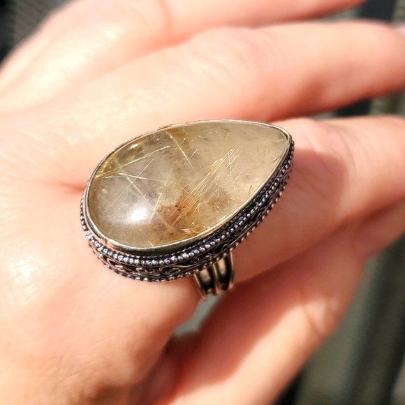 New Golden Rutile 925 Silver Ring. - Picture 4 of 15